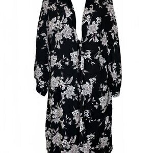 Spiritual Gangster Black White Floral Maya Kimono Tie Front Cover Up Robe